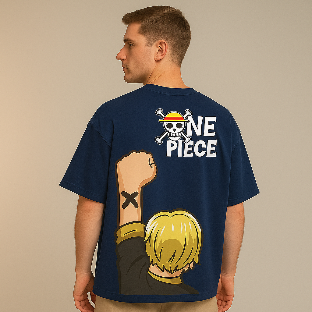 Blue One Piece Oversized Graphic Tee