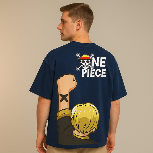 Blue One Piece Oversized Graphic Tee
