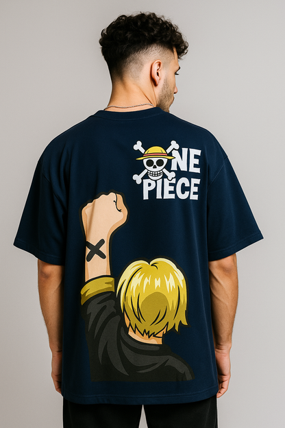 Blue One Piece Oversized Graphic Tee