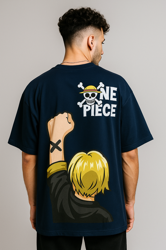 Blue One Piece Oversized Graphic Tee