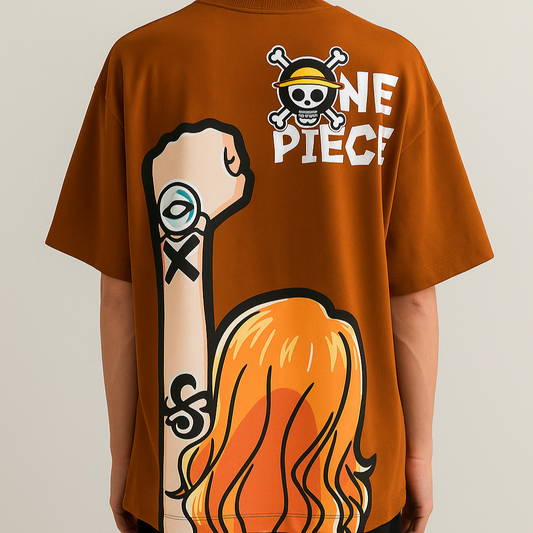 Orange One Piece Oversized Graphic Tee