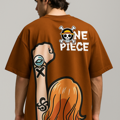 Orange One Piece Oversized Graphic Tee