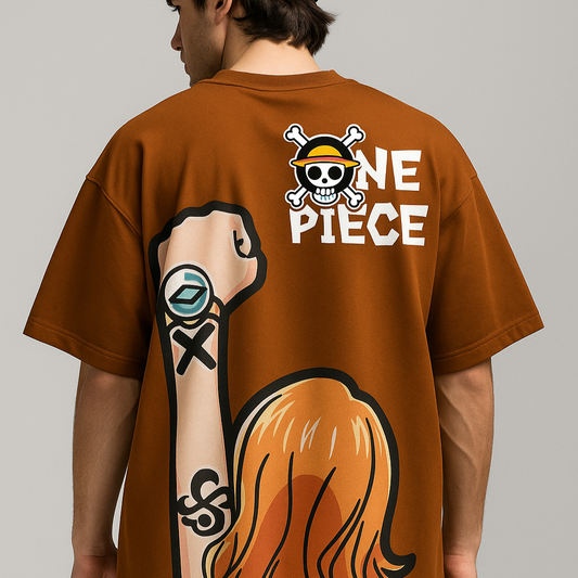 Orange One Piece Oversized Graphic Tee