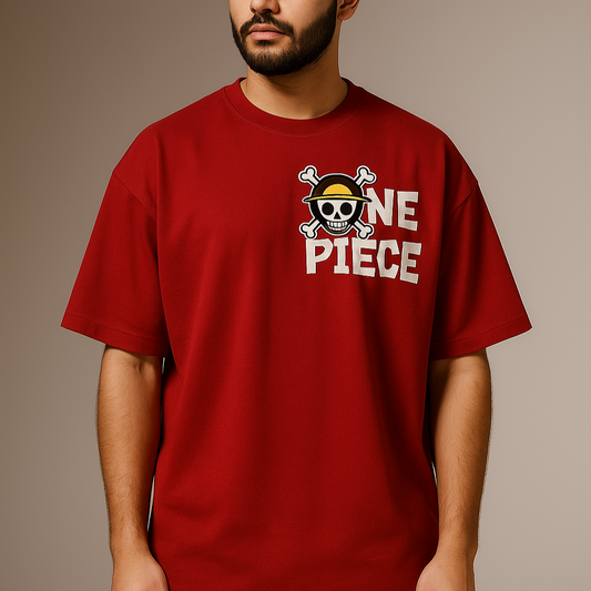 Red One Piece Oversized Graphic Tee