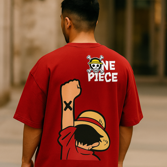 Red One Piece Oversized Graphic Tee